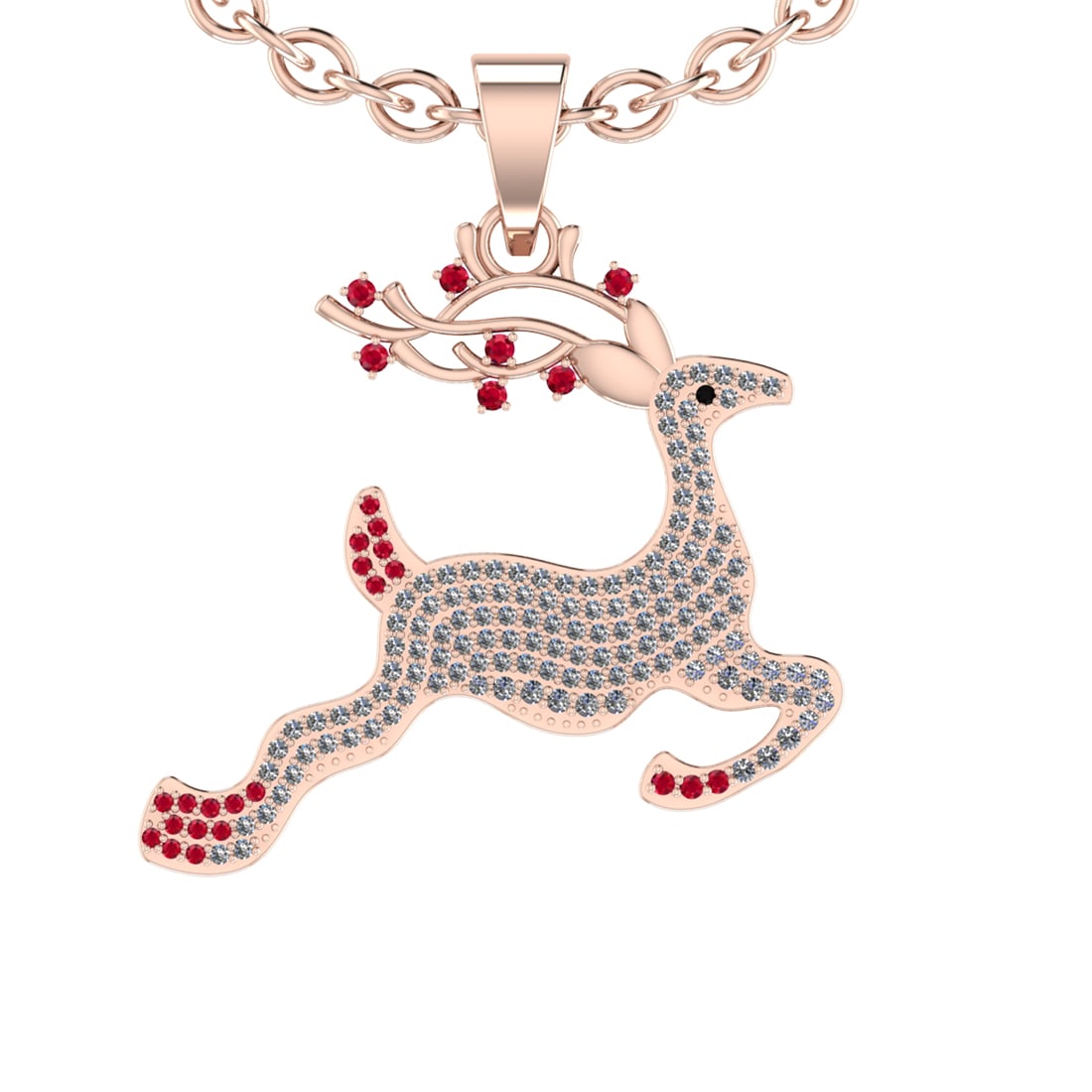 0.92 Ctw VS/SI1 Ruby and Diamond 14K Rose Gold Hip Hop theme Necklace (ALL: Eye Stone Weight :- 0.01 ctw Eye Stone Color :-Treated Fancy black diamond Color Stone Weight :-0.20 Ctw ( Round cut) Stone Color :-Ruby Stone Setting : Prong Side Diamond Weight Of Ctw 0.71 Ctw Color
