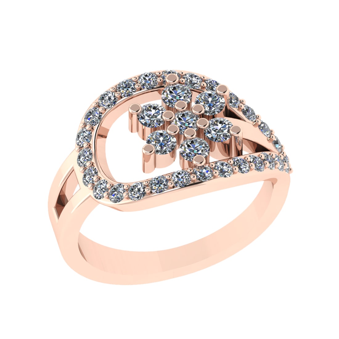 1.05 Ctw VS/SI1 Diamond 14K Rose Gold Cluster Engagement Ring (ALL DIAMOND: Total Diamond Weight : 1.05 Ctw (Round cut) Center Diamond Color :- J-K Center Clarity : VS/SI1 Stone Setting : Prong Metal Weight : Approx 4.90 Gram 14K Rose Gold Cluster Engagement Ring (ALL DIAMOND
