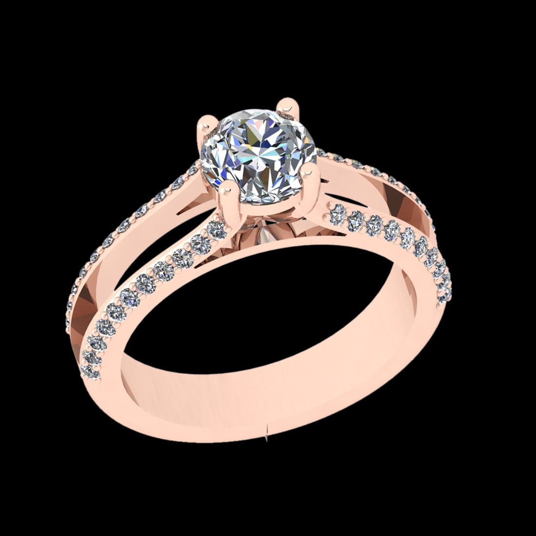 1.68 Ctw VS/SI1 Diamond Prong Set 10k Rose Gold Engagement Ring: Center Daimond Weight :-0.84 Ctw ( Round Cut) Color : J-K Clarity : VS/SI1 Side Diamond Weight Of Ctw 0.84 Ctw Color : J-K Clarity : VS/SI1 Daimond Setting : Prong Metal Weight : Approx 4.91 gram 10k