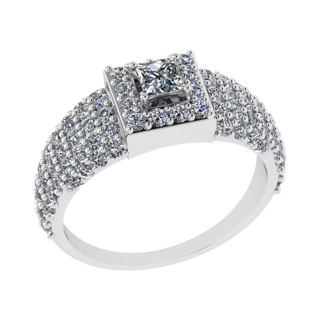 1.49 Ctw SI1/SI2 Diamond 14k white Gold Engagement Ring (ALL DIAMOND ARE LA: Center Daimond Weight :-0.29 Ctw ( Princess Cut) Color : G-H Clarity : SI1/SI2 Side Diamond Weight Of Ctw 1.20 Ctw Color : G-H Clarity : SI1/SI2 Daimond Setting : Prong Metal Weight : Approx 5.48