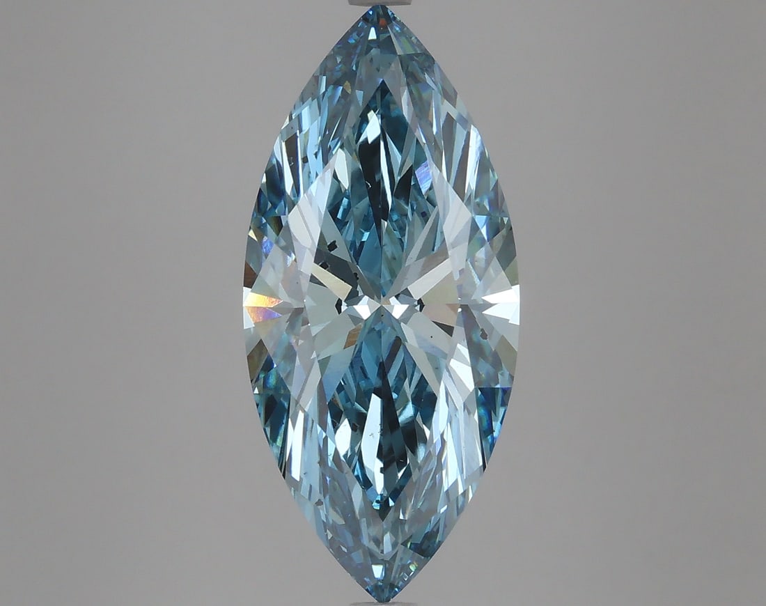 4.68 ctw. VS2 IGI Certified Marquise Cut Loose Diamond (LAB GROWN): IGI Certified Mq Cut Loose Diamond (LAB GROWN) - Weight :- 4.68 ctw; Color :- Fancy Vivid Blue; Clarity :-VS2 #3SS24216v15