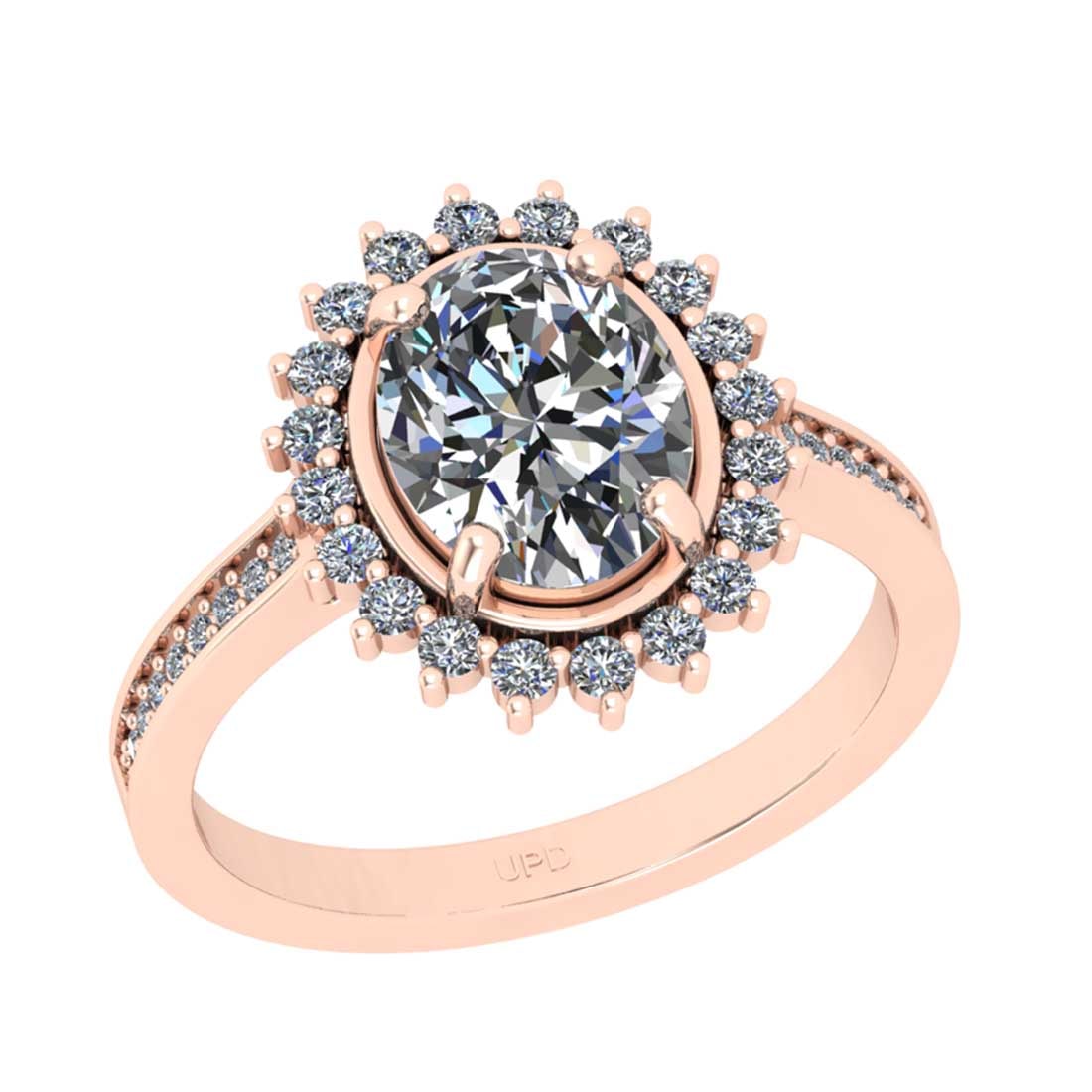 2.44 Ctw VS/SI1 Diamond 14K Rose Gold Engagement Ring: Center Diamond Weight : 2.00 Ctw (Oval Cut) Center Diamond Color :-G-H Center Stone Setting : Prong Clarity : VS/SI1 Total Weight Of Ctw 0.44 Ctw Color : G-H Clarity : VS/SI1 Stone Setting : Prong