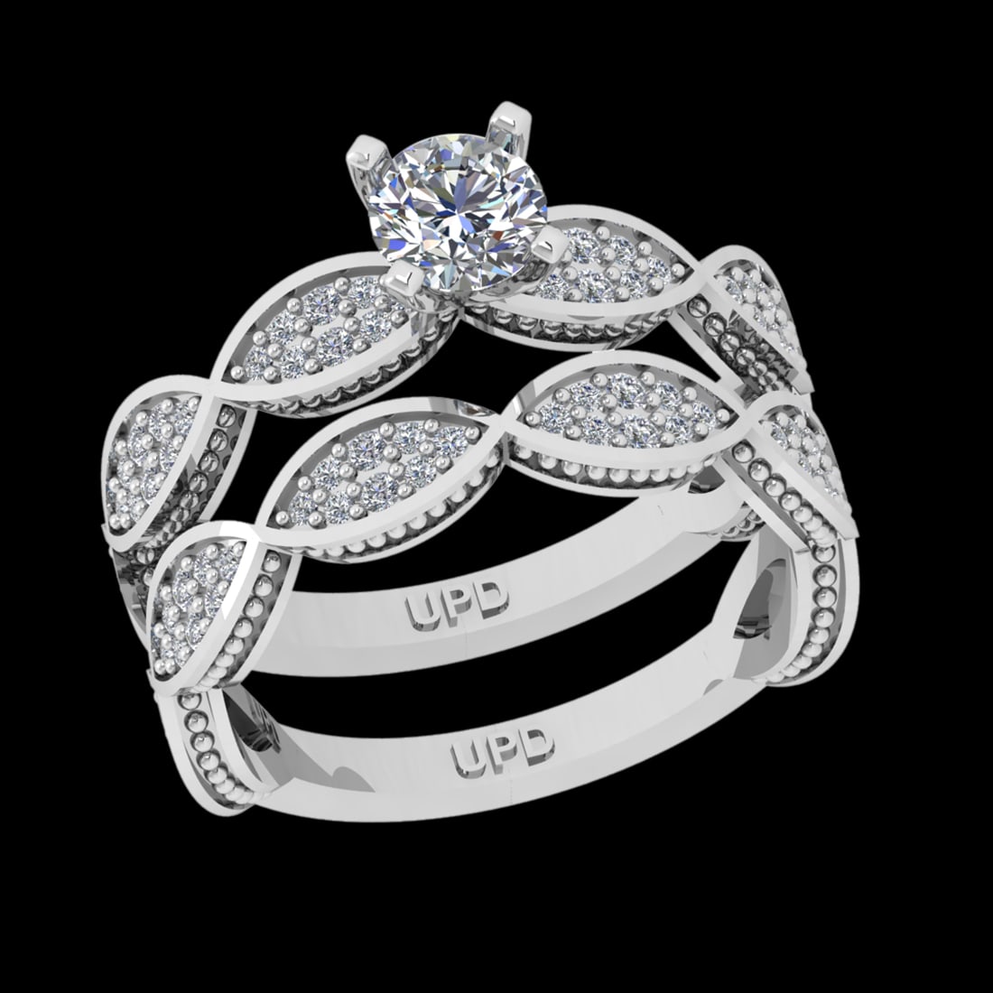 1.05 Ctw VS/SI1 Diamond Prong Set 18k white Gold Engagement Ring (ALL DIAMO: Center Daimond Weight :-0.50 Ctw ( Round Cut) Color : G-H Clarity : VS/SI1 Side Diamond Weight Of Ctw 0.55 Ctw Color : G-H Clarity : VS/SI1 Daimond Setting : Prong Metal Weight : Approx 7.00 gram 18k