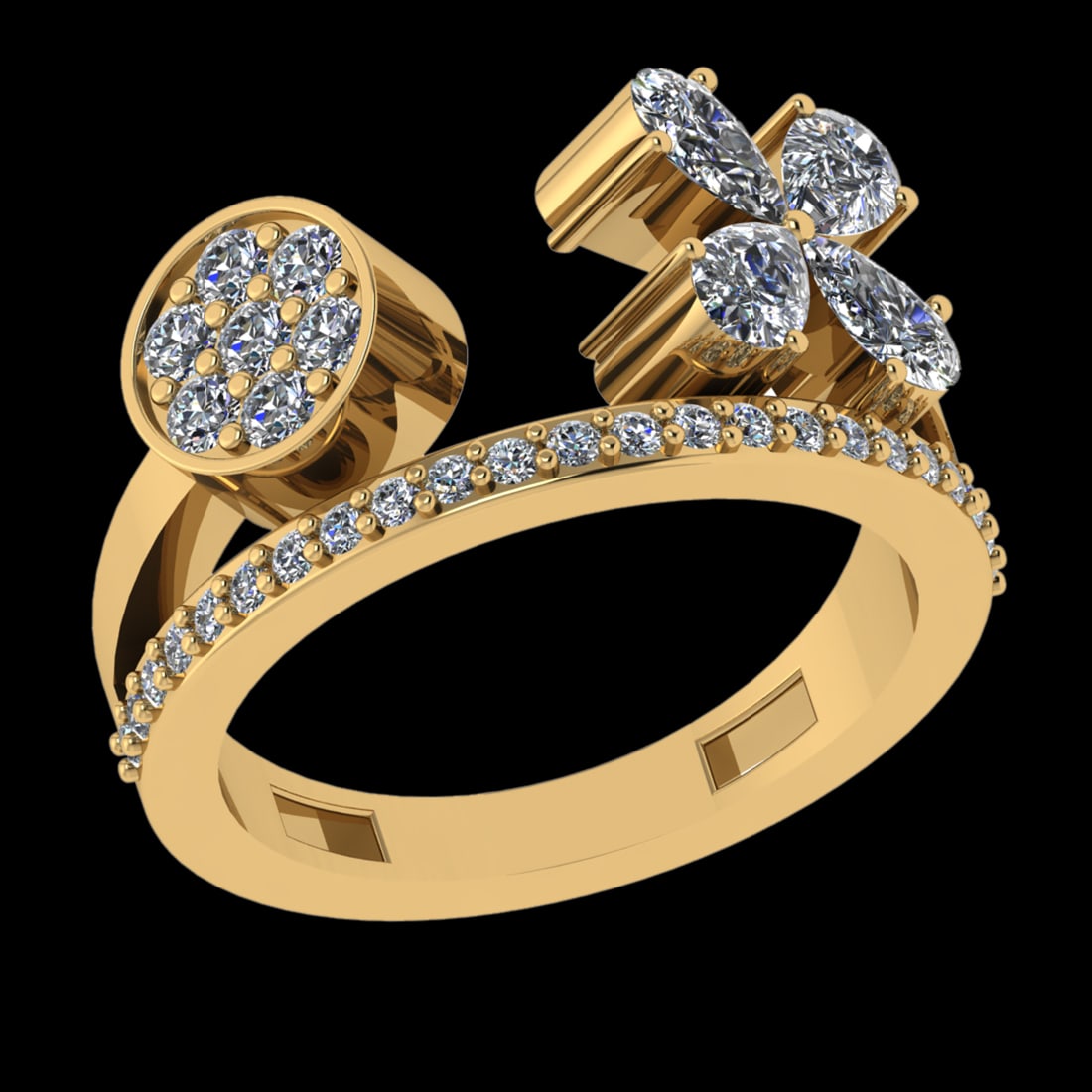 1.49 Ctw VS/SI1 Diamond 10k Yellow Gold Engagement Ring (ALL DIAMOND ARE LA: Center Daimond Weight :-1.00 Ctw ( Pear Cut) Color : J-K Clarity : VS/SI1 Side Diamond Weight Of Ctw 0.49 Ctw Color : J-K Clarity : VS/SI1 Daimond Setting : Prong Metal Weight : Approx 5.93 gram 10k Y