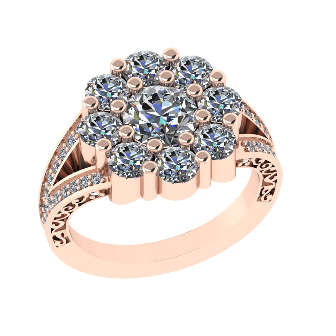 2.52 Ctw VS/SI1 Diamond 14k Rose Gold Engagement Ring: Center Daimond Weight :-0.84 Ctw ( Round Cut) Color : G-H Clarity : VS/SI1 Side Diamond Weight Of Ctw 1.68 Ctw Color : G-H Clarity : VS/SI1 Daimond Setting : Prong Metal Weight : Approx 7.21 gram 14k
