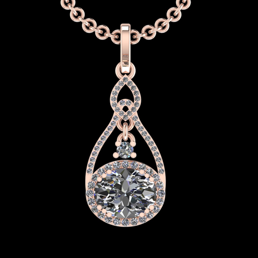 3.43 Ctw VS/SI1 Diamond 10k Rose Gold Christmas Theme Pandant (ALL DIAMOND: Center Daimond Weight :-2.88 Ctw ( Oval Cut) Color : G-H Clarity : VS/SI1 Side Diamond Weight Of Ctw 0.55 Ctw Color : G-H Clarity : VS/SI1 Daimond Setting : Prong Metal Weight : Approx 4.46 gram 10k