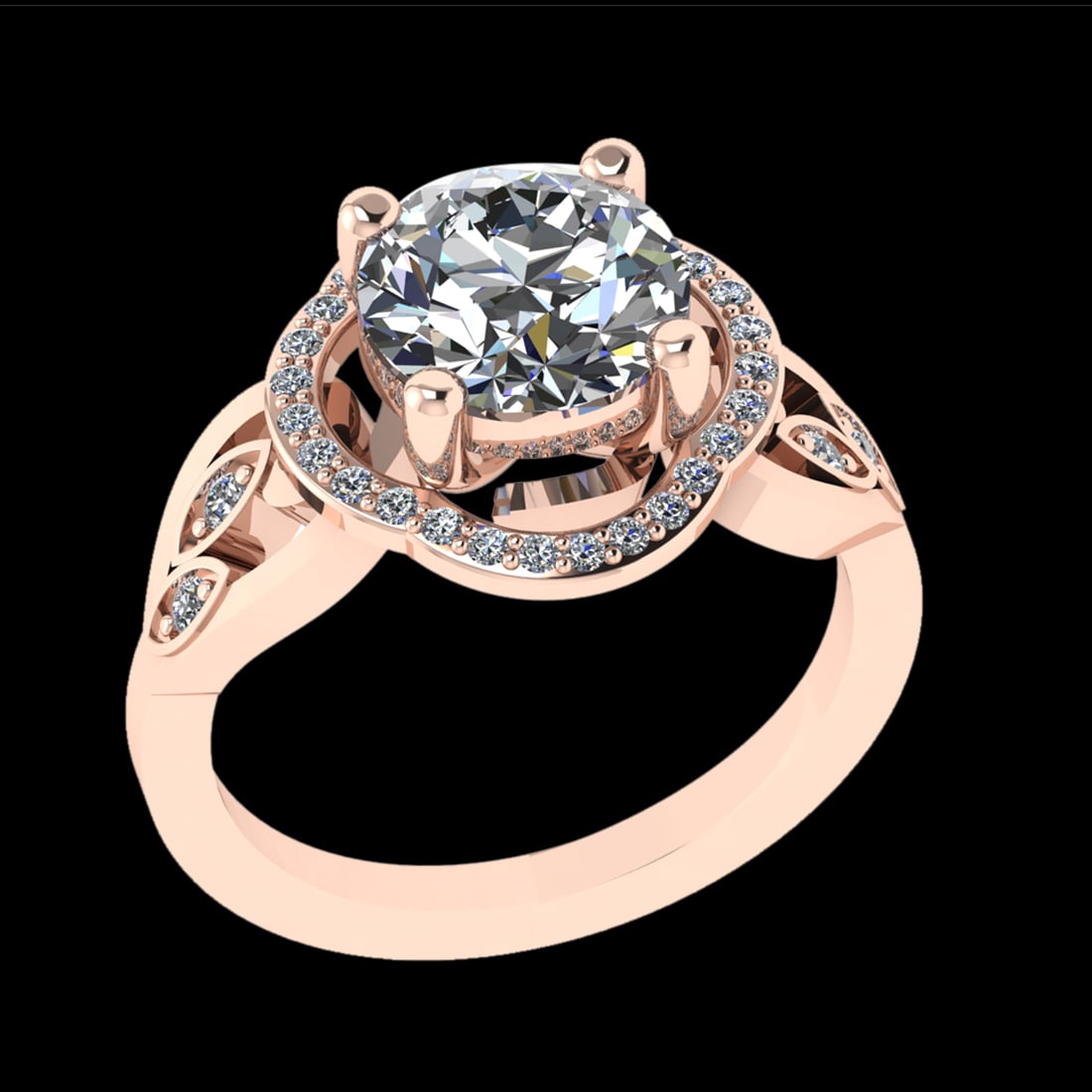2.33 Ctw VS/SI1 Diamond 10k Rose Gold Engagement Ring (ALL DIAMOND ARE LAB: Center Diamond Weight :-2.11 Ctw ( Round cut) Color :- J-K Clarity : VS/SI1 Center Stone Setting : Prong Side Diamond Weight Of Ctw 0.22 Ctw Color : J-K Clarity : VS/SI1 Stone Setting : Prong Metal