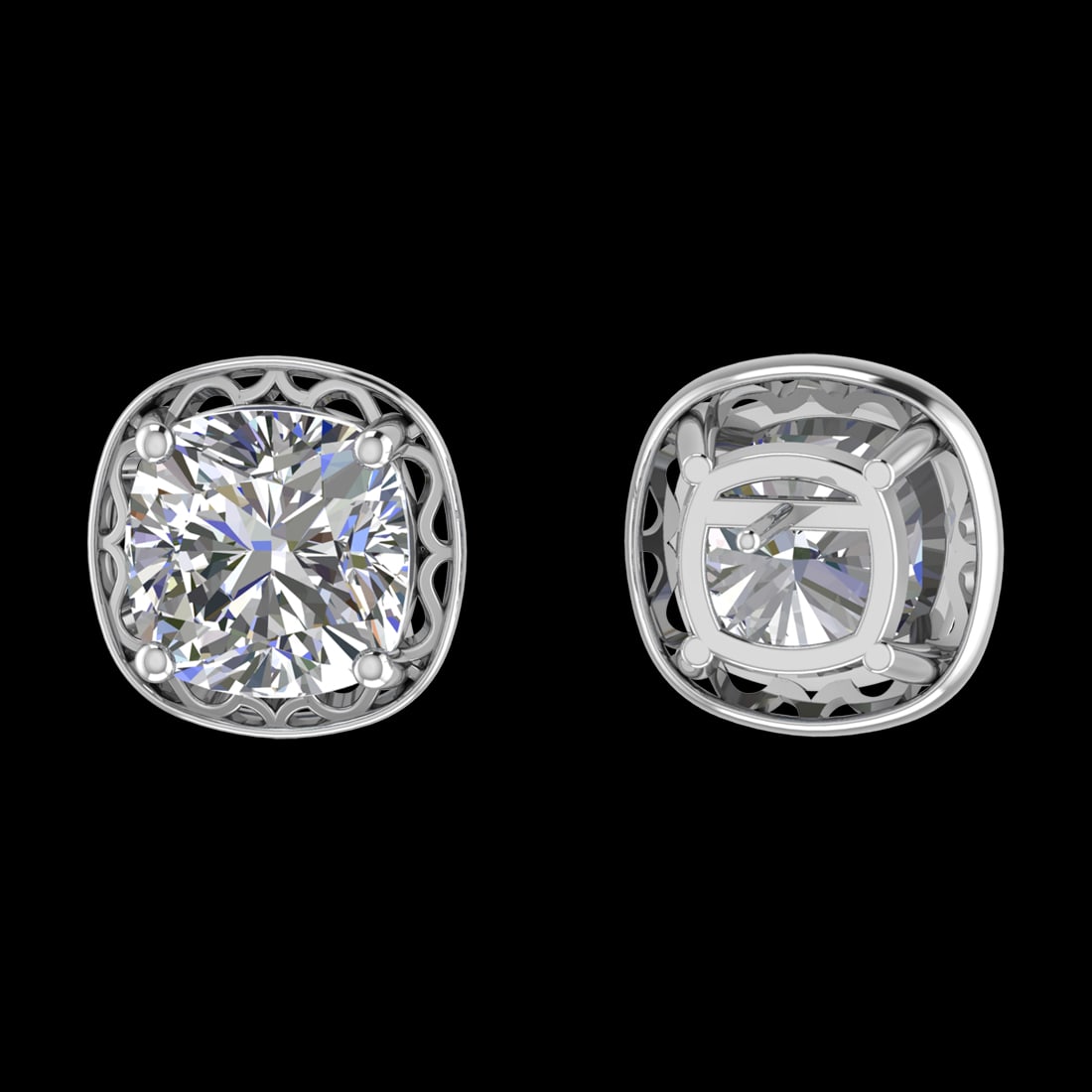 2.80 Ctw VS/SI1 Diamond 14k White Gold Stud Earrings (ALL DIAMOND ARE LAB G: Center Diamond Weight :-2.40 Ctw ( 2 Pec Cushion Cut ) Color :-G-H (ALL DIAMOND ARE LAB GROWN ) Clarity : VS/SI1 Setting : Prong Metal Weight : Approx 2.40 Gram 14k White Gold Stud Earrings (ALL