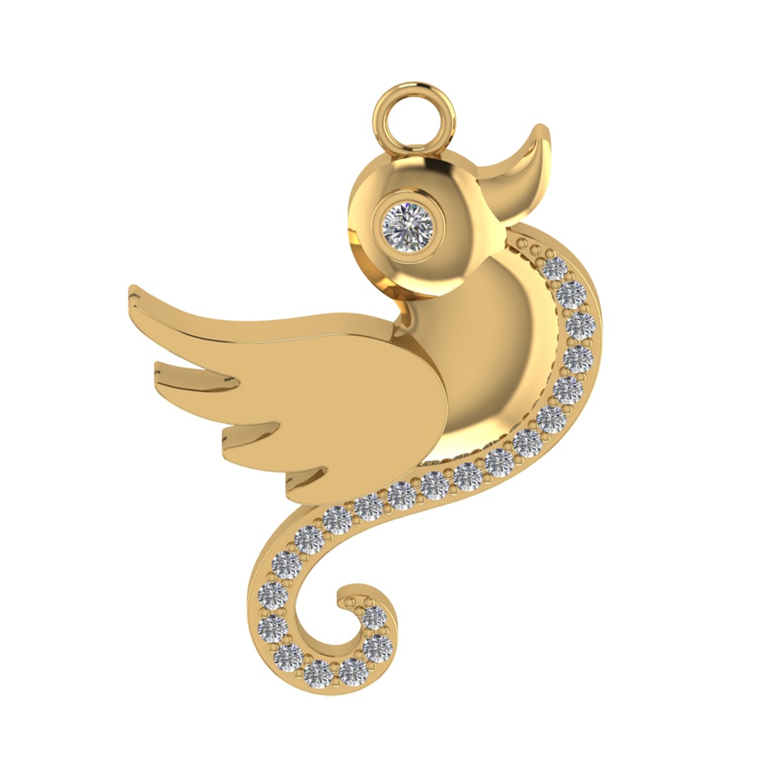 0.20 Ctw VS/SI1 Diamond 14k Yellow Gold Birds Theme Pendant (ALL DIAMOND AR (1 of 1)