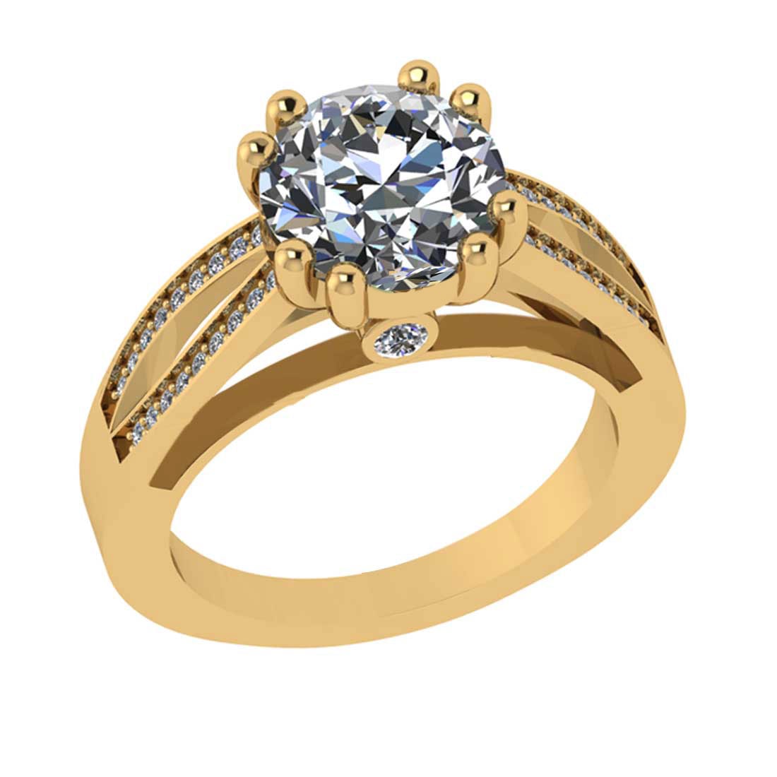 2.75 Ctw VS/SI1 Diamond 14K Yellow Gold Vintage Style Engagement Ring: Center Diamond Weight : 2.50 Ctw (Round Cut) Center Color :-G-H Center Stone Clarity :- VS/SI1 Center Stone Setting : Prong Side Stone Weight Of Ctw 0.25 Ctw Side Stone Color : G-H Stone Clarity : VS/