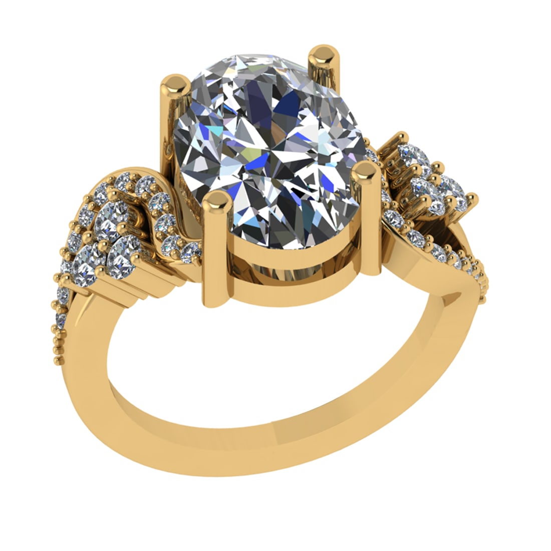 5.10 Ctw VS/SI1 Diamond 14k Yellow Gold Engagement Ring: Center Daimond Weight :-4.50 Ctw ( Oval Cut) Color : G-H Clarity : VS/SI1 Side Diamond Weight Of Ctw 0.60 Ctw Color : G-H Clarity : VS/SI1 Daimond Setting : Prong Metal Weight : Approx 5.14 gram 14k Y