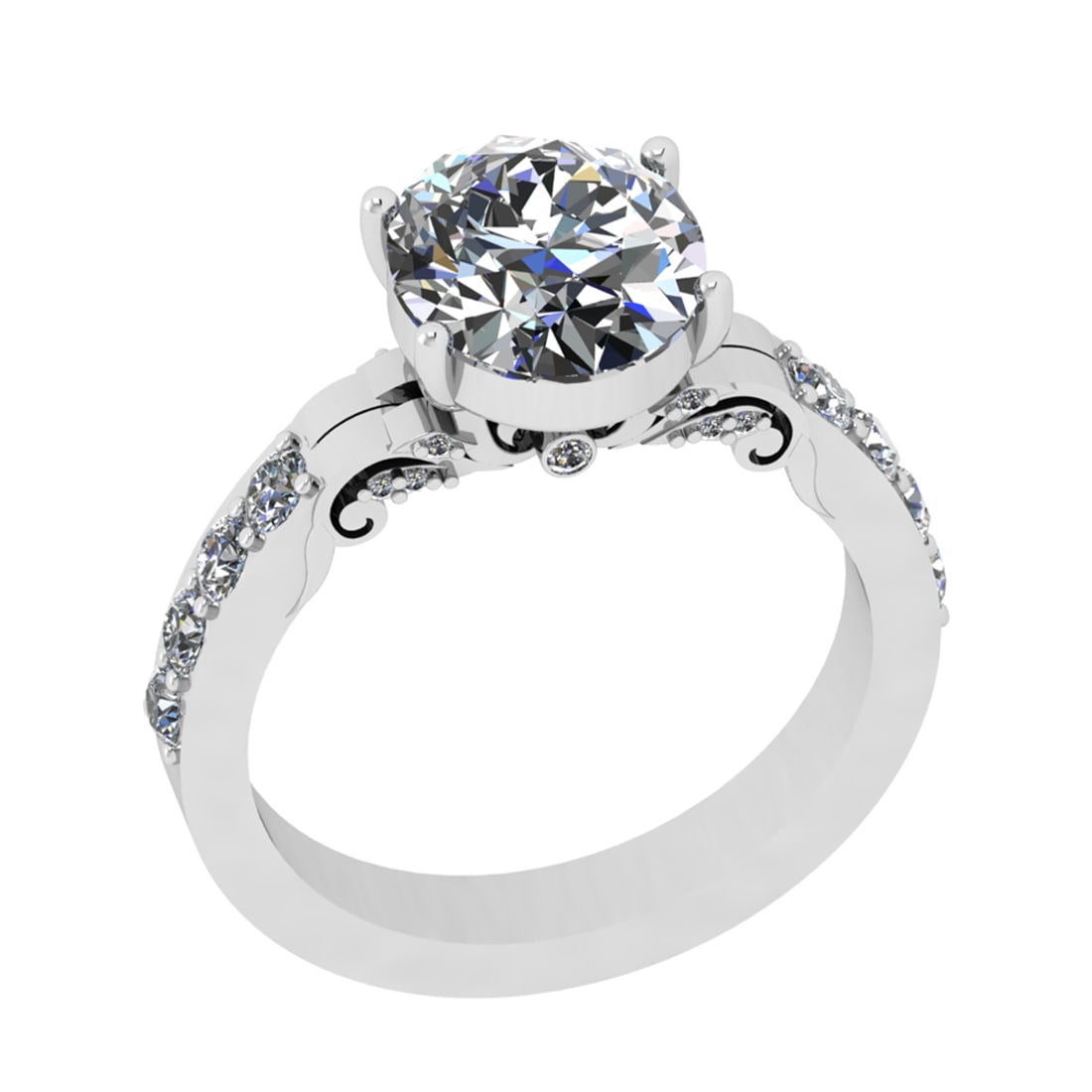 2.83 Ctw SI2/SI1 Diamond Prong Set 14k white Gold Engagement Ring (1 of 2)