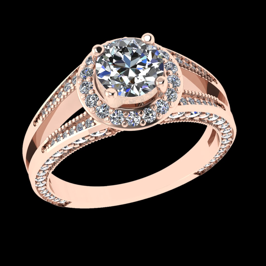 1.50 Ctw VS/SI1 Diamond 18K Rose Gold Engagement Ring: Center Diamond Weight :- 0.80 Ctw (Round cut) Color :- G-H Clarity : VS/SI1 Center Stone Setting : Prong Side Diamond Weight Of Ctw 0.70 Ctw Color : G-H Clarity : VS/SI1 Stone Setting : Prong Metal We