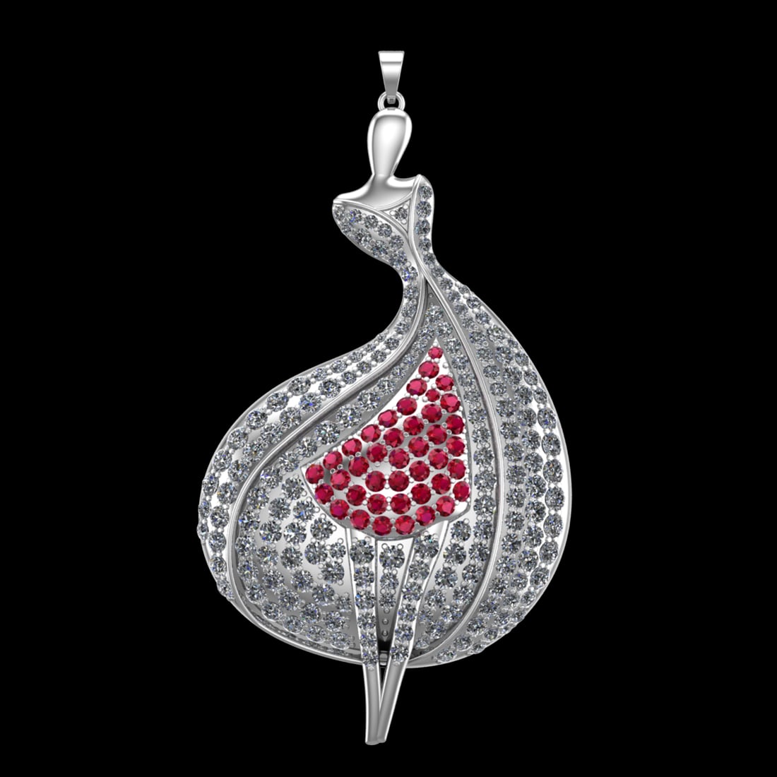 6.90 Ctw VS/SI1 Ruby and Diamond 10k white Gold Pendant (ALL DIAMOND ARE LA: Total Weight of Ctw :-6.90 Ctw (Round cut ) Color : Ruby & White J-K Diamond Clarity : VS/SI1 Setting : Prong Metal Weight : Approx 16.15 gram 10k White Gold Pendant (ALL DIAMOND ARE LAB GROWN) #3SS65