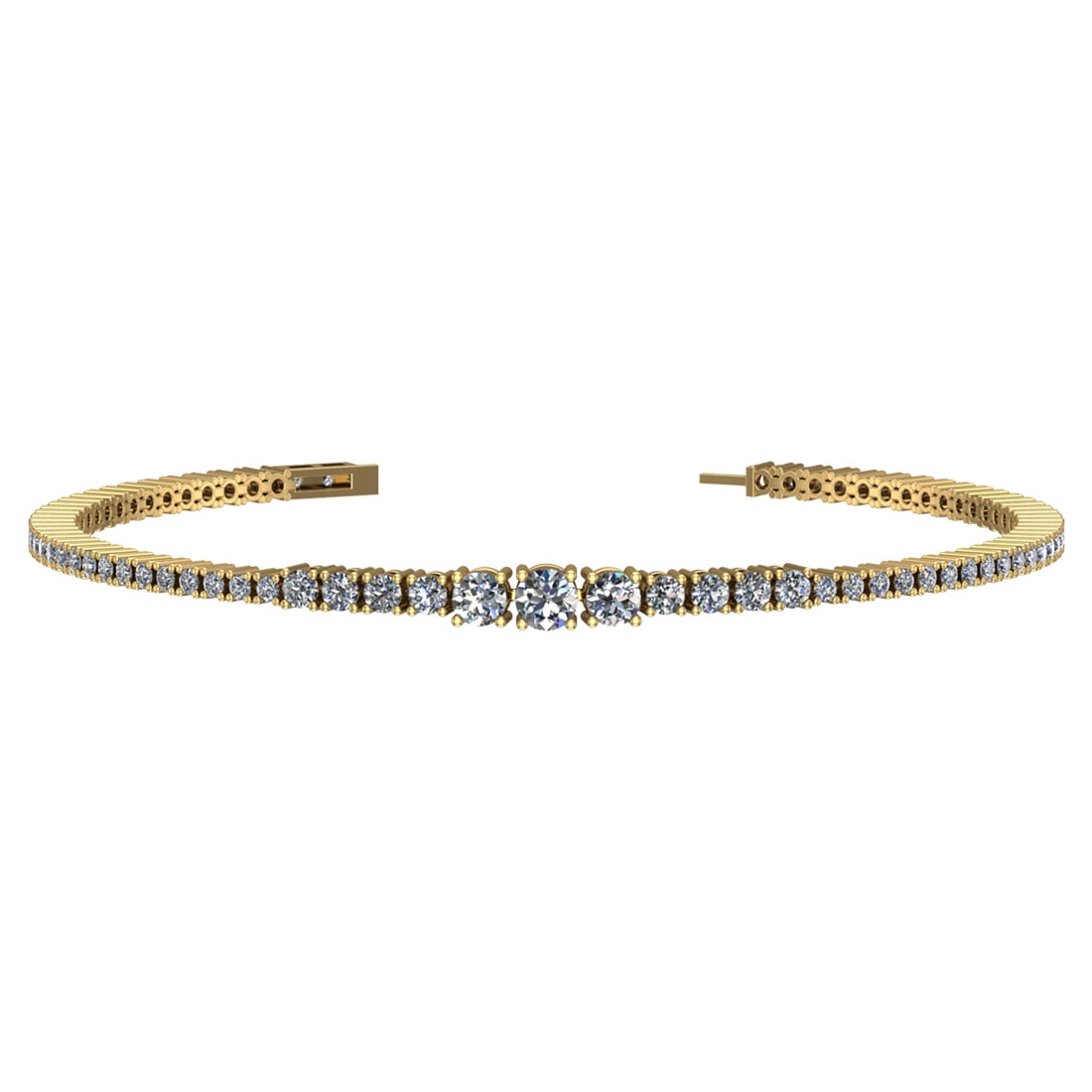 2.43 Ctw VS/SI1 Diamond Prong Set 14k Yellow Gold Bracelet (1 of 1)