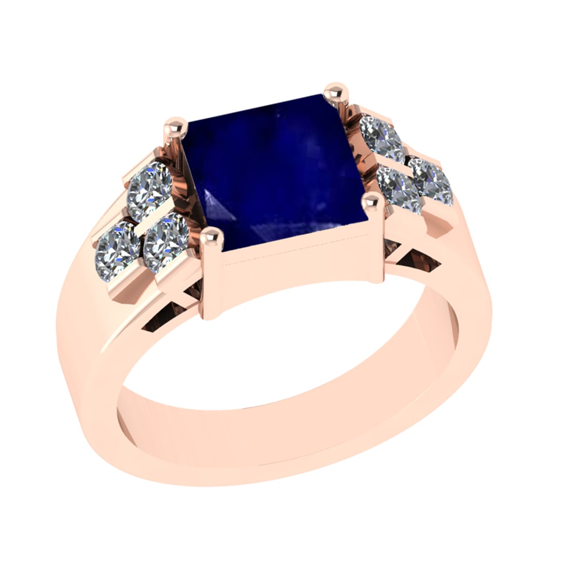3.66 Ctw VS/SI1 Blue Sapphire and Diamond 14k Rose Gold Engagement Ring (AL: Center Stone Weight :-3.00 Ctw ( Princess Cut) Center Stone Color :-Blue Sapphire Center Stone Setting : Prong Side Diamond Weight Of Ctw :- 0.66 Ctw Color : J-K Clarity : VS/SI1 Daimond Setting : Pro