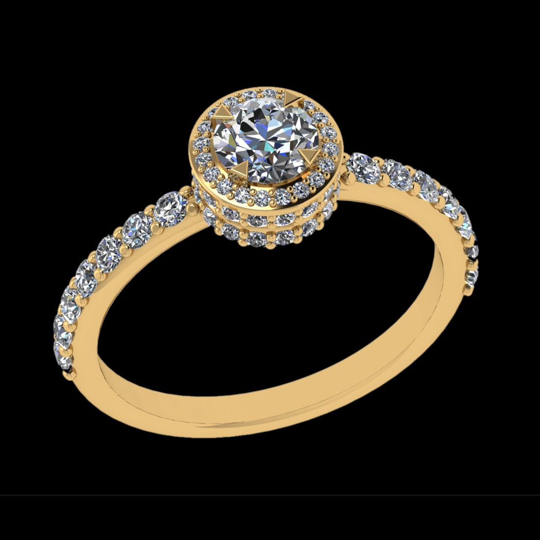1.21 Ctw VS/SI1 Diamond Prong Set 18k Yellow Gold Engagement Ring (ALL DIAM: Center Daimond Weight :-0.50 Ctw ( Round Cut) Color : G-H Clarity : VS/SI1 Side Diamond Weight Of Ctw 0.71 Ctw Color : G-H Clarity : VS/SI1 Daimond Setting : Prong Metal Weight : Approx 4.28 gram 18k