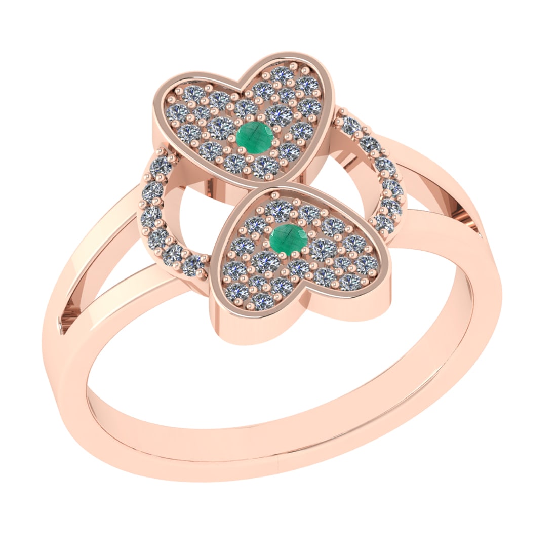 0.27 Ctw VS/SI1 Emerald and Diamond 14k Rose Gold Engagement Ring (ALL DIAM: Center Stone Weight :-0.03 Ctw ( Round Cut) Center Stone Color :-Emerald Center Stone Setting : Prong Side Diamond Weight Of Ctw :- 0.24 Ctw Color : J-K Clarity : VS/SI1 Daimond Setting : Prong Metal