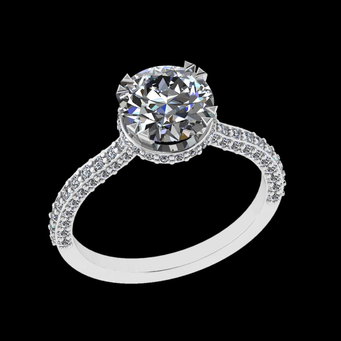 2.47 Ctw VS/SI1 Diamond Prong Set 10K White Gold Engagement Ring (ALL DIAMO: Center Diamond Weight :-1.80 Ctw ( Round cut) Color :- J-K Clarity : I2/I3 Center Stone Setting : Prong Side Diamond Weight Of Ctw 0.67Ctw Color : J-K Clarity : VS/SI1 Stone Setting : Prong Metal Weig