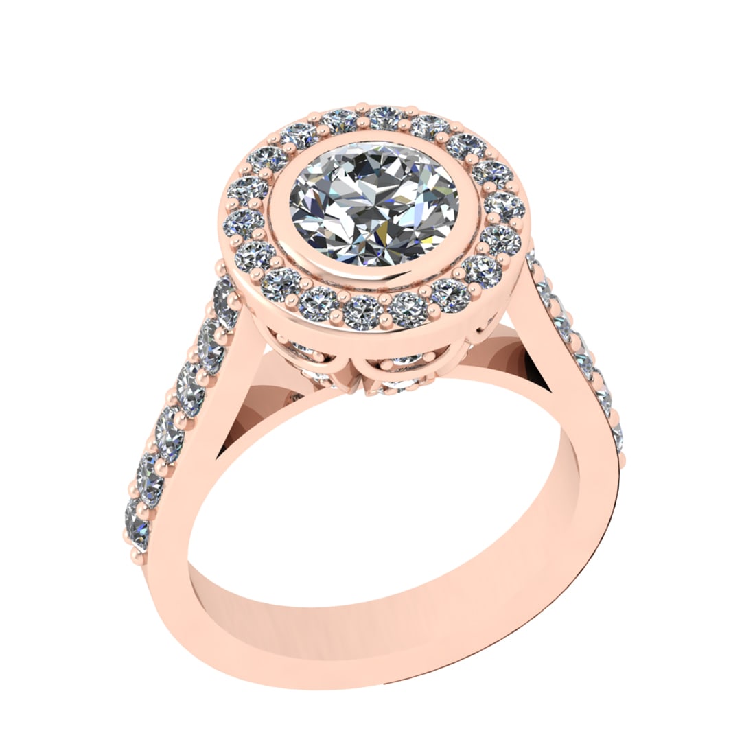 2.88 Ctw SI2/SI1 Diamond Prong Set 14k Rose Gold Engagement Ring: Center Daimond Weight :-1.30 Ctw ( Round Cut) Color : G-H Clarity : SI2/SI1 Side Diamond Weight Of Ctw 1.58 Ctw Color : G-H Clarity : SI2/SI1 Daimond Setting : Prong Metal Weight : Approx 6.06 gram 14
