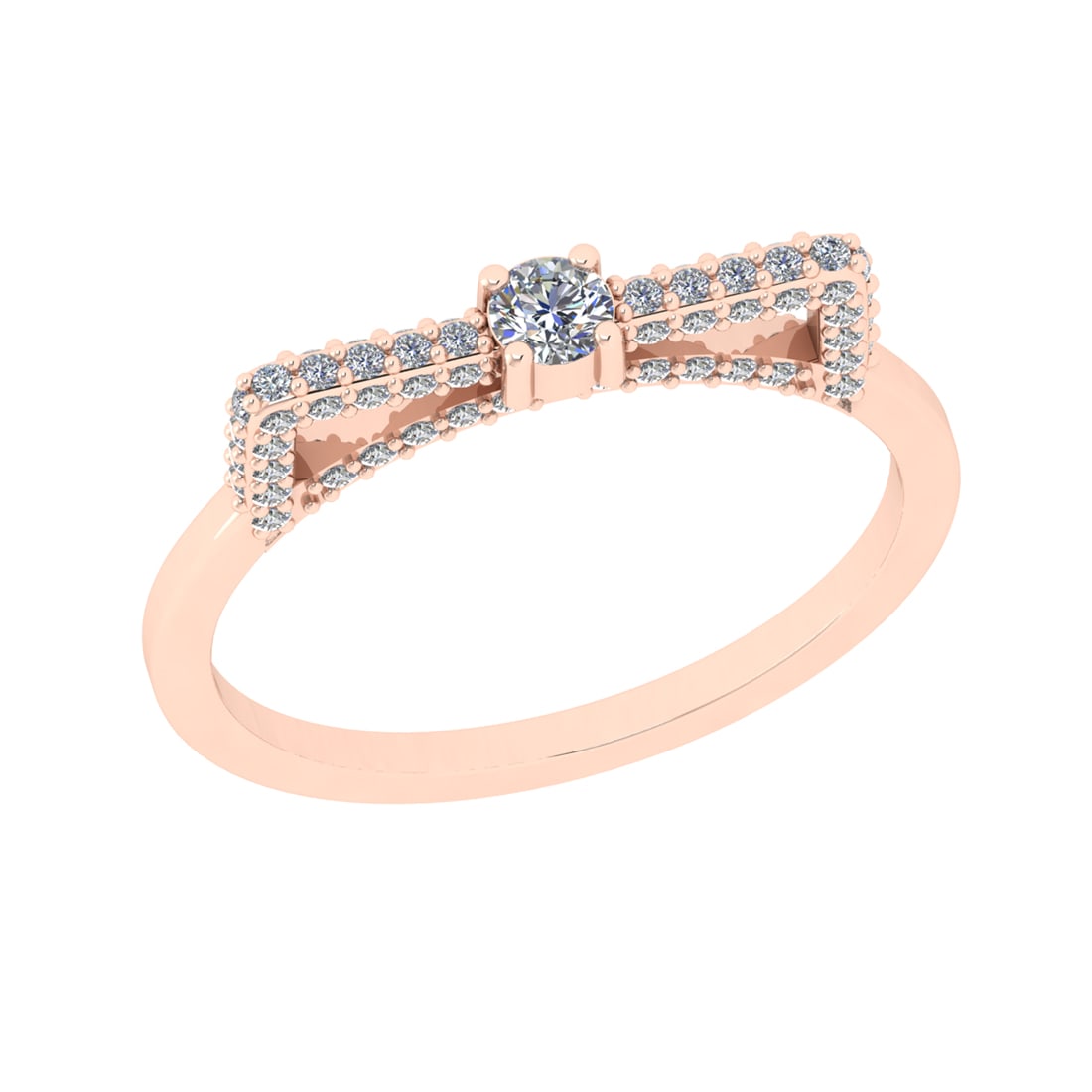 0.50 Ctw SI2/SI1 Diamond Prong Set 14k Rose Gold Engagement Ring: Center Daimond Weight :-0.12 Ctw ( Round Cut) Color : G-H Clarity : SI2/SI1 Side Diamond Weight Of Ctw 0.38 Ctw Color : G-H Clarity : SI2/SI1 Daimond Setting : Prong Metal Weight : Approx 2.55 gram 14