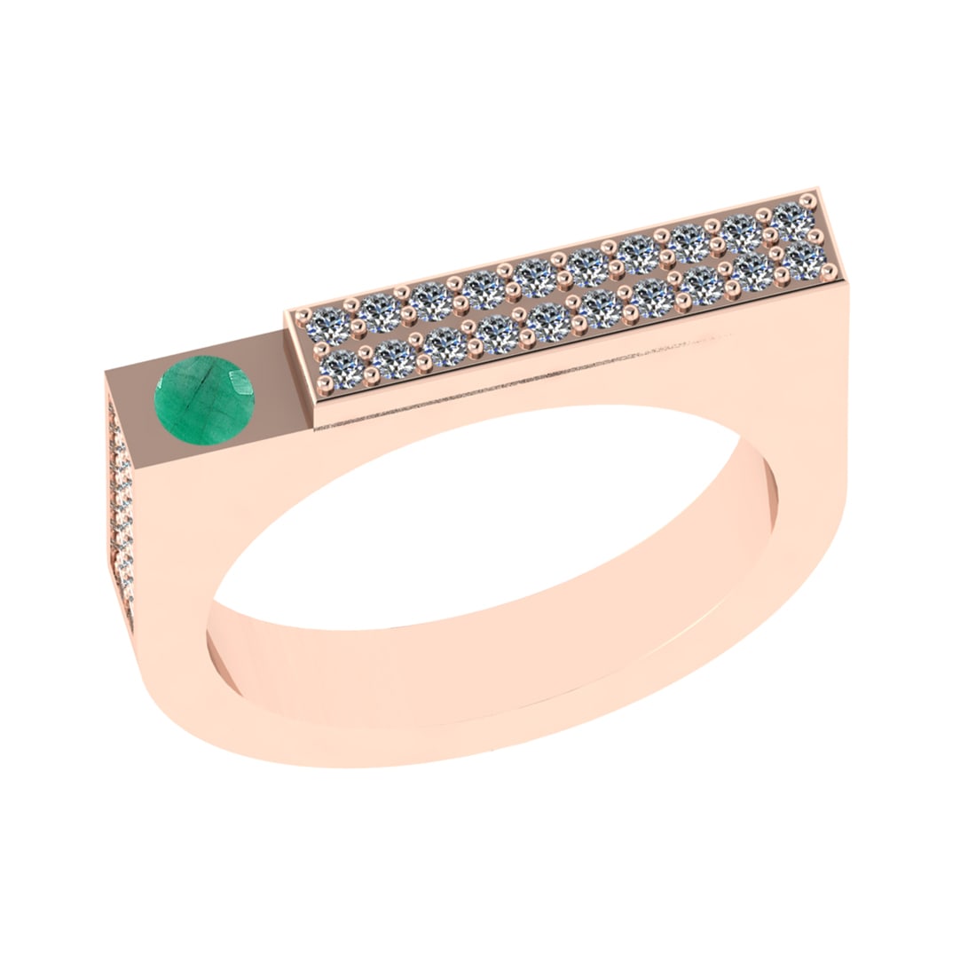 0.48 Ctw VS/SI1 Emerald and Diamond 14K Rose Gold Engagement Ring (ALL DIAM: Center stone Weight :-0.10 Ctw ( Round Cut) Center Stone Color :- Emerald Center Stone Setting : Prong Side Diamond Weight Of Ctw 0.38 Ctw Color : G-H Clarity : VS/SI1 Stone Setting : Prong Metal Weig