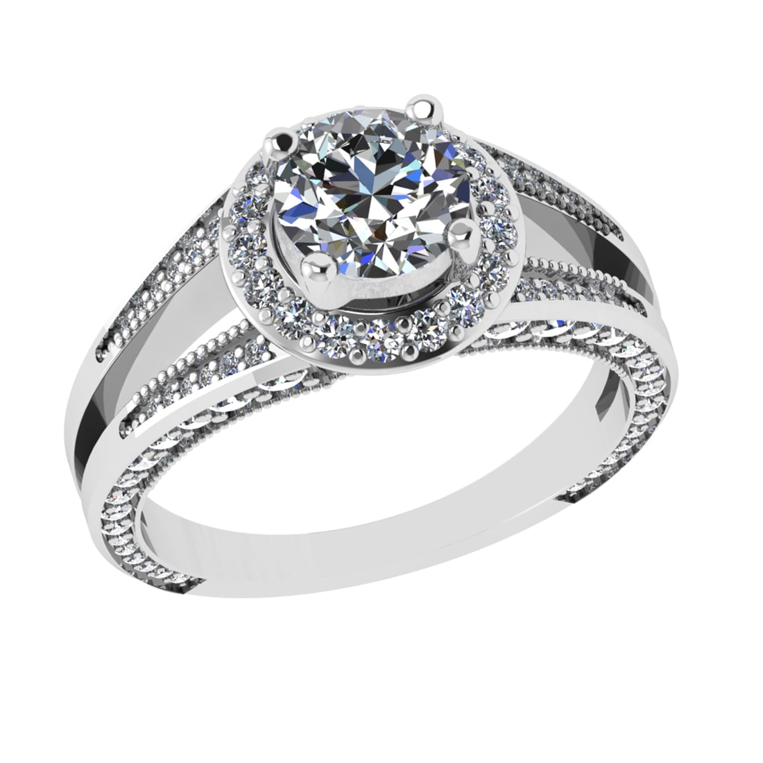 1.50 Ctw VS/SI1 Diamond 14K White Gold Engagement Ring (ALL DIAMOND ARE LAB: Center Diamond Weight :- 0.80 Ctw (Round cut) Color :- J-K Clarity : I2/I3 Center Stone Setting : Prong Side Diamond Weight Of Ctw 0.70 Ctw Color : J-K Clarity : VS/SI1 Stone Setting : Prong Metal Wei