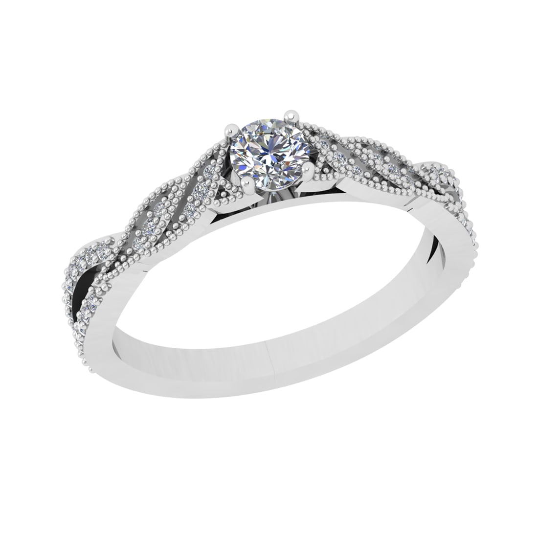 0.45 Ctw SI2/SI1 Diamond Prong Set 14k white Gold Engagement Ring: Center Daimond Weight :-0.25 Ctw ( Round Cut) Color : G-H Clarity : SI2/SI1 Side Diamond Weight Of Ctw 0.20 Ctw Color : G-H Clarity : SI2/SI1 Daimond Setting : Prong Metal Weight : Approx 3.18 gram 14