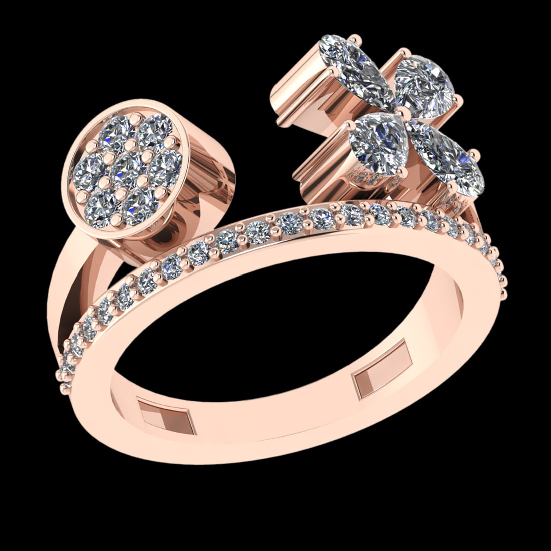 1.49 Ctw VS/SI1 Diamond 10k Rose Gold Engagement Ring (ALL DIAMOND ARE LAB: Center Daimond Weight :-1.00 Ctw ( Pear Cut) Color : J-K Clarity : VS/SI1 Side Diamond Weight Of Ctw 0.49 Ctw Color : J-K Clarity : VS/SI1 Daimond Setting : Prong Metal Weight : Approx 5.93 gram 10k R