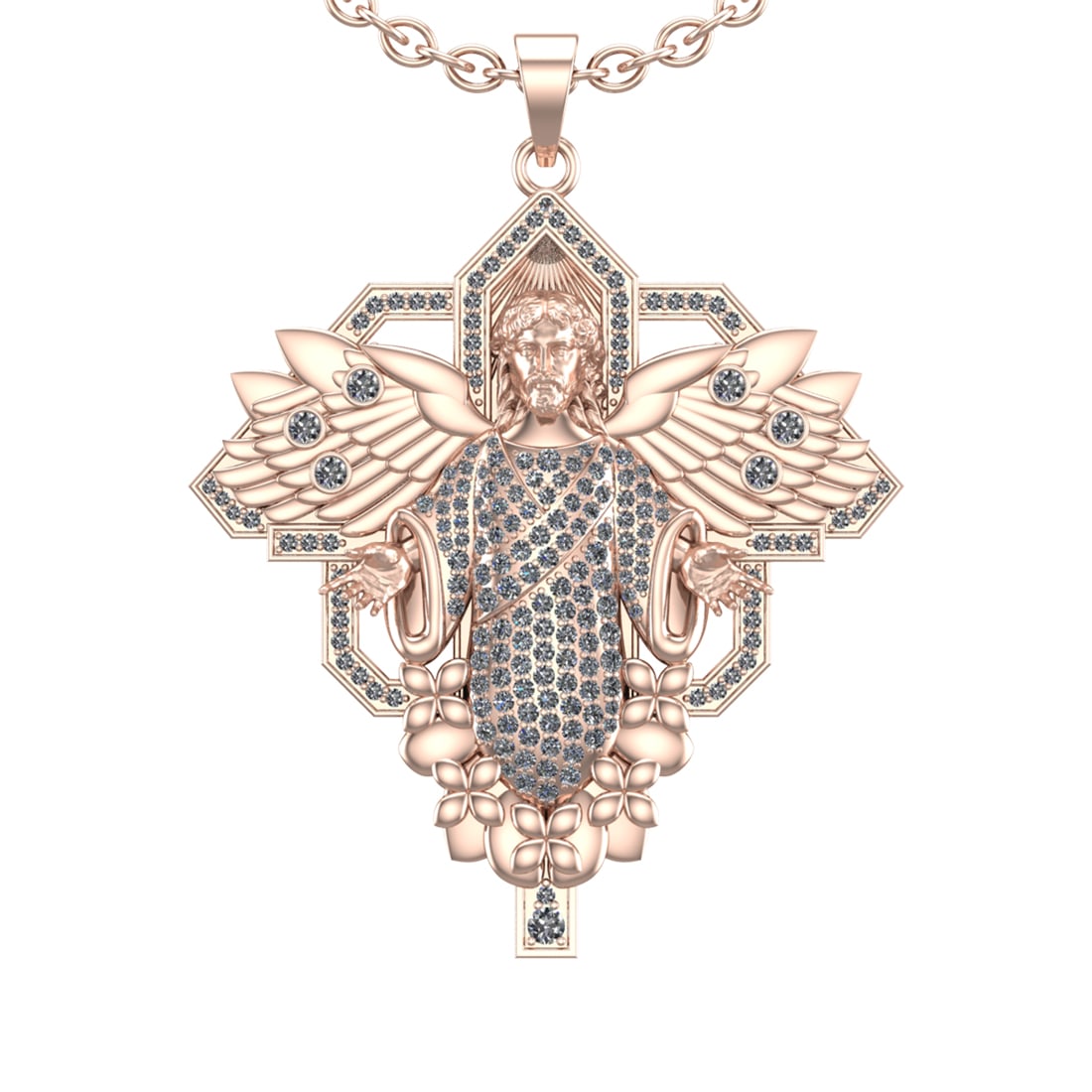 1.95 Ctw SI2/SI1 Diamond 14k Rose Gold Pendant (ALL DIAMOND ARE LAB GROWN): Total Daimond Weight :-1.95 Ctw Color : G-H Clarity : SI2/SI1 Setting : Prong Metal Weight : Approx 41.32 gram 14k Rose Gold Pendant (ALL DIAMOND ARE LAB GROWN) #3SS22544v15