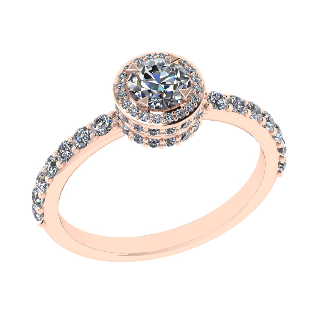 1.21 Ctw VS/SI1 Diamond Prong Set 14k Rose Gold Engagement Ring (ALL DIAMON: Center Daimond Weight :-0.50 Ctw ( Round Cut) Color : G-H Clarity : VS/SI1 Side Diamond Weight Of Ctw 0.71 Ctw Color : G-H Clarity : VS/SI1 Daimond Setting : Prong Metal Weight : Approx 3.28 gram 14k
