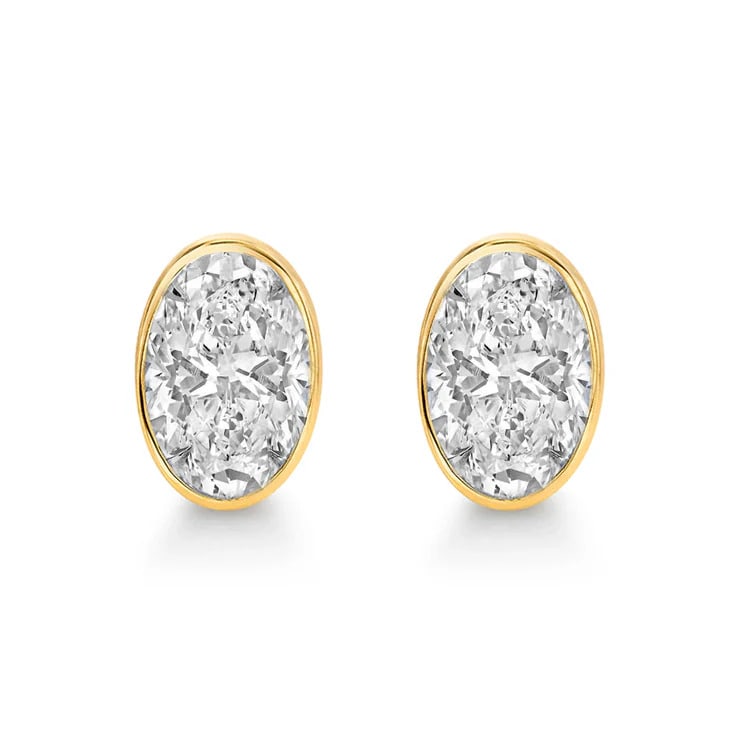 1 Ctw Diamond Bezel Set 14k Yellow Gold Stud Earrings (ALL DIAMOND ARE LAB (1 of 1)