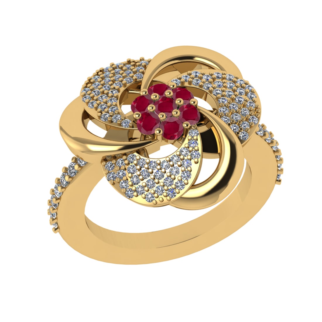 0.90 Ctw VS/SI1 Ruby and Diamond 14k Yellow Gold Engagement Ring (ALL DIAMO (1 of 2)