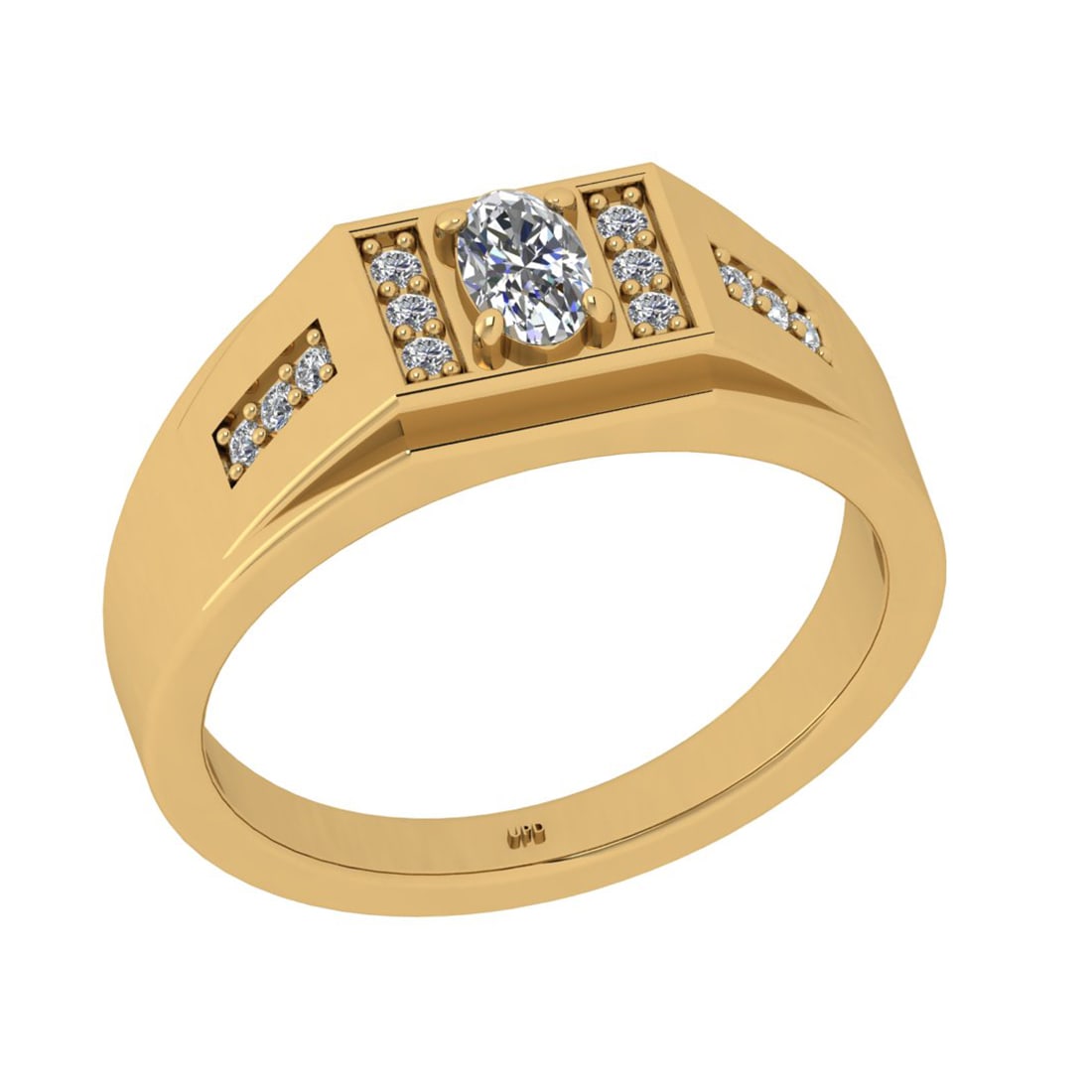 0.35 Ctw VS/SI1 Diamond 10K Yellow Gold Engagement Ring (ALL DIAMOND ARE LA: Center Diamond Weight : 0.25 Ctw (Oval Cut) Color : J-K Clarity : VS/SI1 Setting : Prong Side Weight Of Ctw 0.10 Ctw Color : J-K Clarity : VS/SI1 Stone Setting : Prong Metal Weight : Approx 4.50 gram
