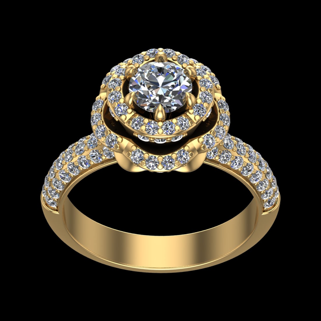 2.22 Ctw VS/SI1 Diamond Prong Set 10K Yellow Gold Engagement Ring: Center Daimond Weight :-0.84 Ctw ( Round Cut) Color : J-K Clarity : VS/SI1 Side Diamond Weight Of Ctw 1.38 Ctw Color : J-K Clarity : VS/SI1 Daimond Setting : Prong Metal Weight : Approx 12.20 gram 10K