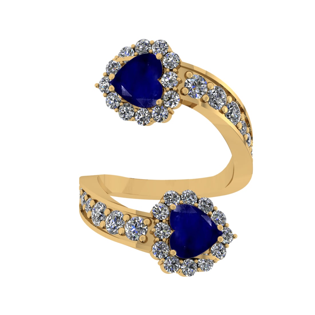 4.24 Ctw VS/SI1 Blue Sapphire and Diamond14K Yellow Gold Engagement Ring (1 of 1)