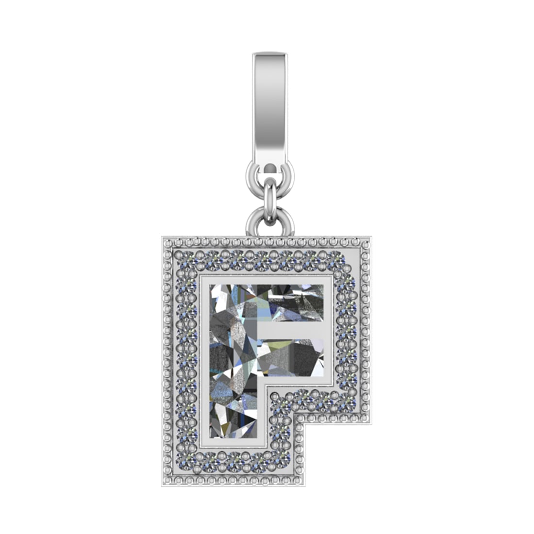 0.93 Ctw SI2/SI1 Diamond Prong Set 14k White Gold Alphabet-F Pendant (ALL D: Center Daimond Weight :-0.79 Ctw Color : White Side Diamond Weight Of Ctw 0.14 Ctw Color : G-H Clarity : SI2/SI1 Daimond Setting : Prong Metal Weight : Approx 3.86 gram 14k White Gold Alphabet-F Penda