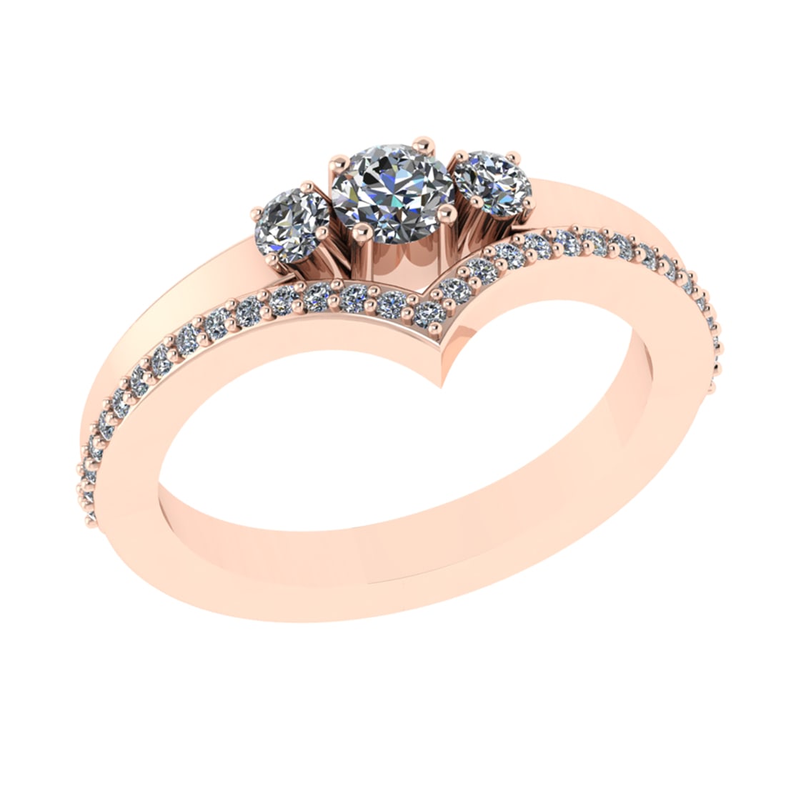 0.60 Ctw VS/SI1 Diamond 14k Rose Gold Engagement Ring (ALL DIAMOND ARE LAB: Center Daimond Weight :-0.25 Ctw ( Round Cut) Color : G-H Clarity : VS/SI1 Side Diamond Weight Of Ctw 0.35 Ctw Color : G-H Clarity : VS/SI1 Daimond Setting : Prong Metal Weight : Approx 4.91 gram 14k