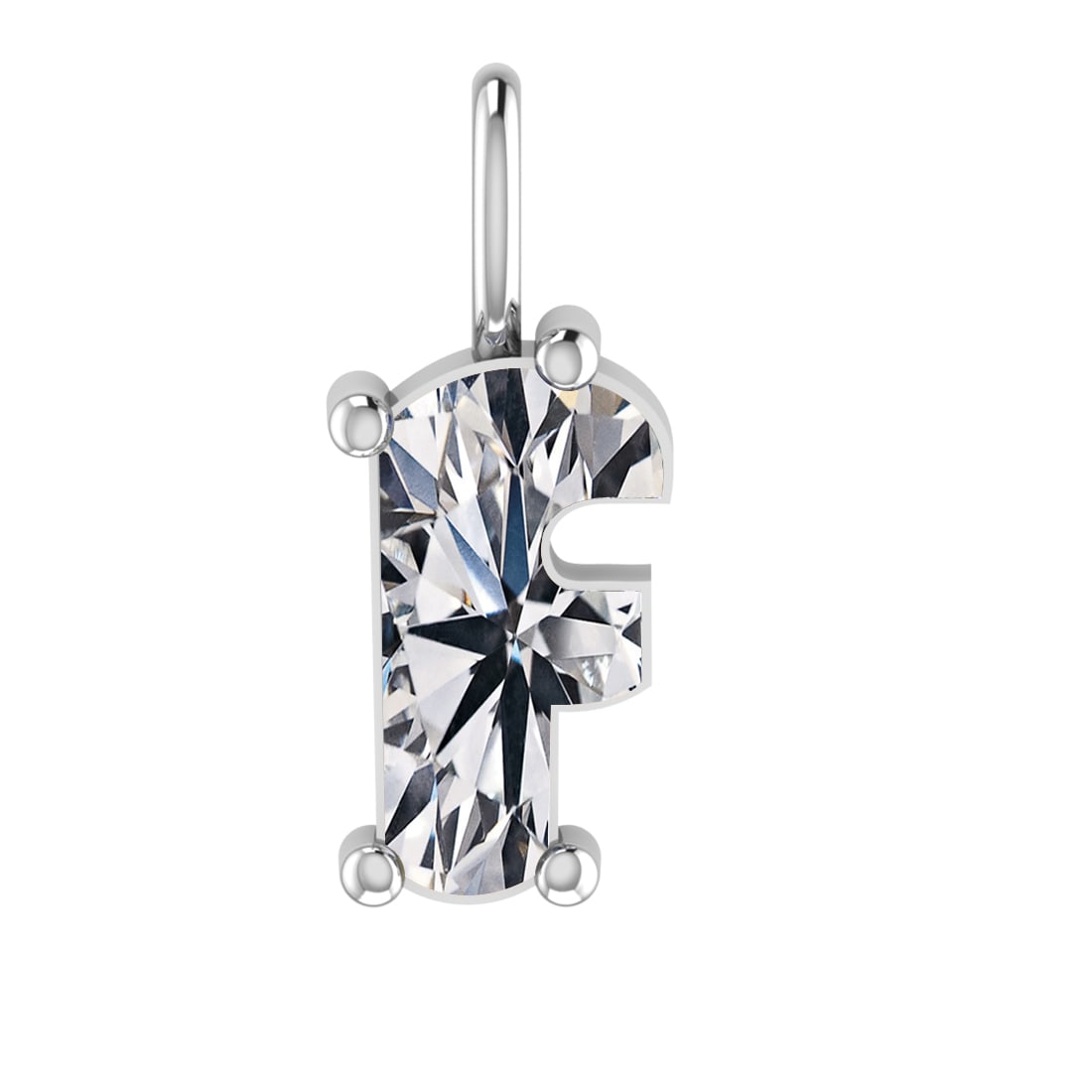 0.88 ctw VS Diamond Style Prong Set 14k White Gold Alphabet-F Pendant (ALL: Total Daimond Weight :-0.88 Ctw Color : White Clarity : VS Setting : Prong Metal Weight : Approx 2.90 gram 14k White Gold Alphabet-F Pendant (ALL LAB GROWN Diamond ) #3SS96055v15