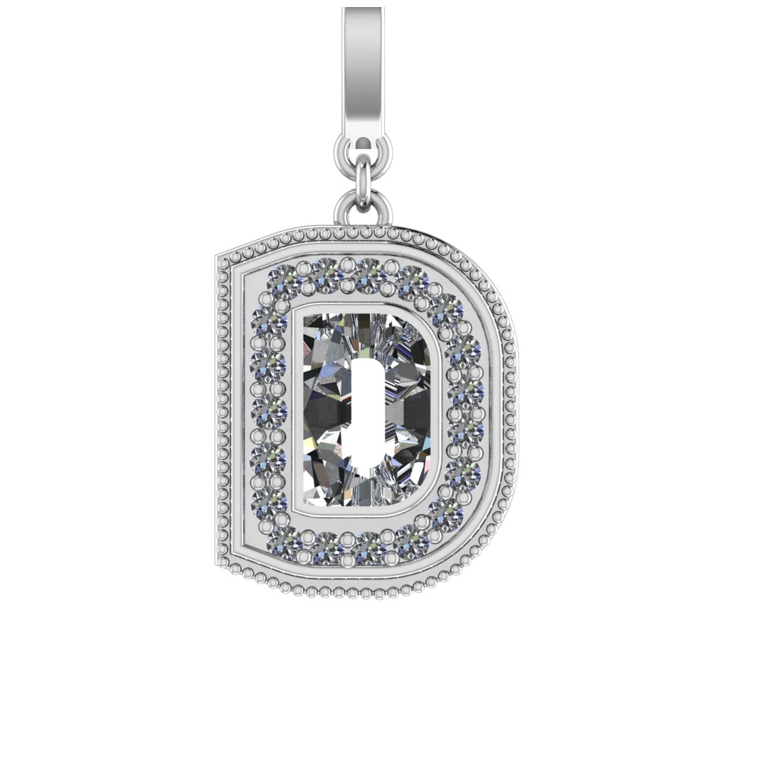 0.81 Ctw SI2/SI1 Diamond Prong Set 14k White Gold Alphabet-D Pendant (ALL D: Center Daimond Weight :-0.65 Ctw Color : White Side Diamond Weight Of Ctw 0.16 Ctw Color : G-H Clarity : SI2/SI1 Daimond Setting : Prong Metal Weight : Approx 3.70 gram 14k White Gold Alphabet-D Penda