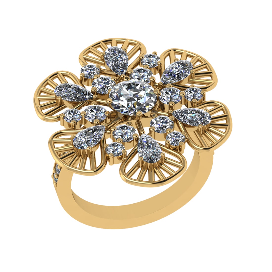 3.50 Ctw SI1/SI2 Diamond Prong Set 14k Yellow Gold Engagement Ring (ALL DIA: Center Daimond Weight :-0.84 Ctw ( Round Cut) Color : G-H Clarity : SI1/SI2 Side Diamond Weight Of Ctw 2.66 Ctw Color : G-H Clarity : SI1/SI2 Daimond Setting : Prong Metal Weight : Approx 5.63 gram 14