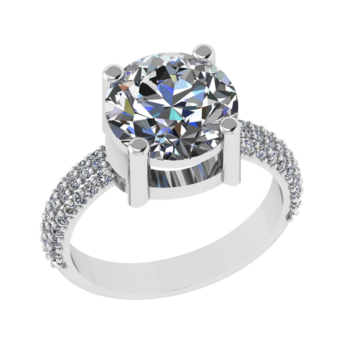 4.30 Ctw SI1/SI2 Diamond 14k white Gold Engagement Ring (ALL DIAMOND ARE LA: Center Daimond Weight :-3.87 Ctw (Round Cut) Color : G-H Clarity : SI1/SI2 Side Diamond Weight Of Ctw 0.43 Ctw Color : G-H Clarity : SI1/SI2 Daimond Setting : Prong Metal Weight : Approx 4.45 gram 14k