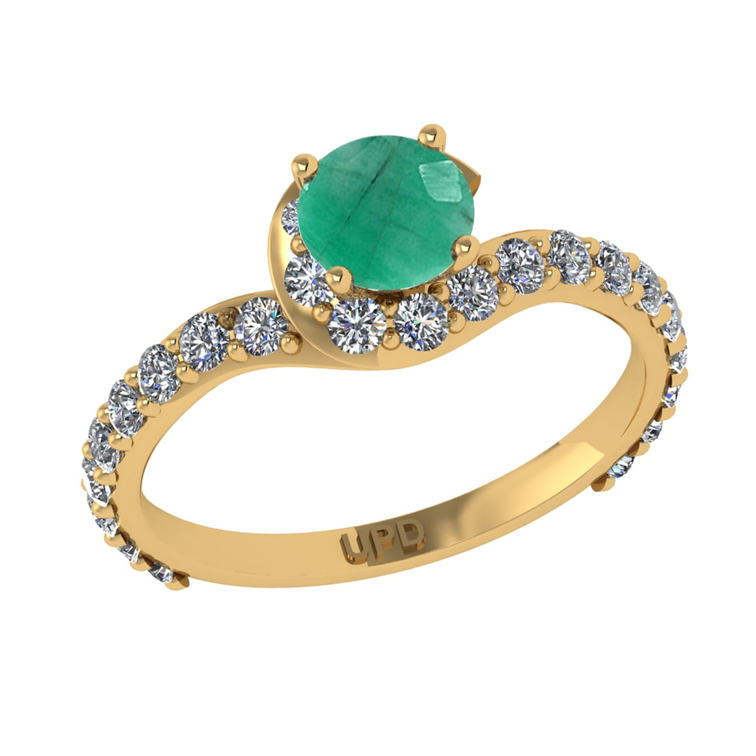 1.67 Ctw VS/SI1 Emerald and Diamond 14k Yellow Gold Engagement Ring (ALL DI: Center Stone Weight :-0.84 Ctw ( Round Cut) Center Stone Color :-Emerald Center Stone Setting : Prong Side Diamond Weight Of Ctw :- 0.83 Ctw Color : J-K Clarity : VS/SI1 Daimond Setting : Prong Metal