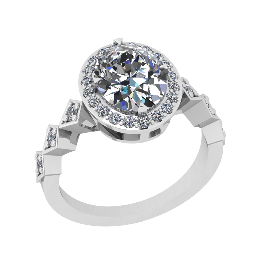 2.42 Ctw SI2/SI1 Diamond Prong Set 14k white Gold Engagement Ring: Center Daimond Weight :-2.00 Ctw ( Oval Cut) Color : G-H Clarity : SI2/SI1 Side Diamond Weight Of Ctw 0.42 Ctw Color : G-H Clarity : SI2/SI1 Daimond Setting : Prong Metal Weight : Approx 4.91 gram 14k