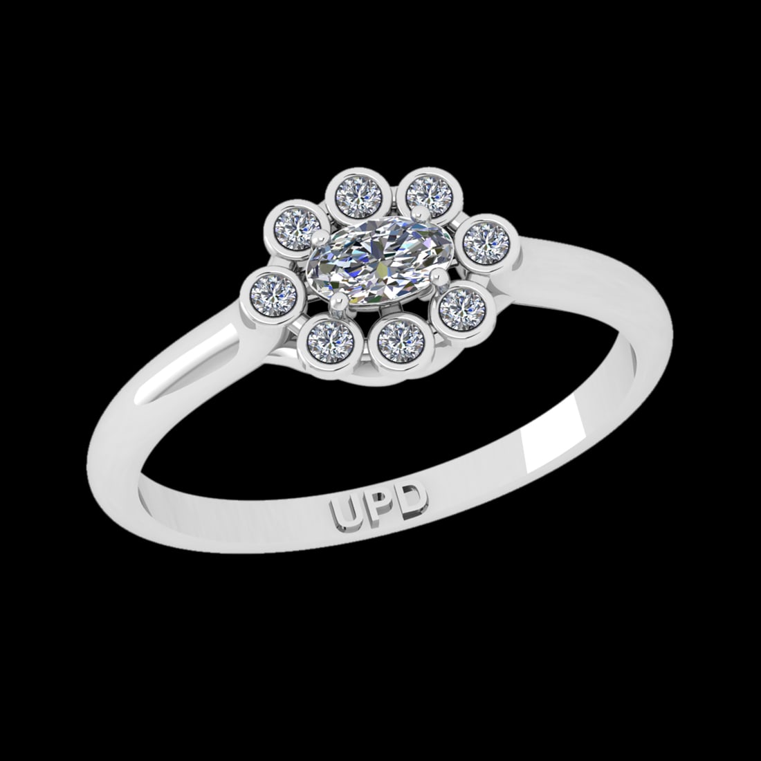 0.33 Ctw VS/SI1 Diamond 10k white Gold Engagement Ring (ALL DIAMOND ARE LAB: Center Daimond Weight :-0.21 Ctw ( Oval Cut) Color : J-K Clarity : VS/SI1 Side Diamond Weight Of Ctw 0.12 Ctw Color : J-K Clarity : VS/SI1 Daimond Setting : Prong Metal Weight : Approx 3.32 gram 10k W