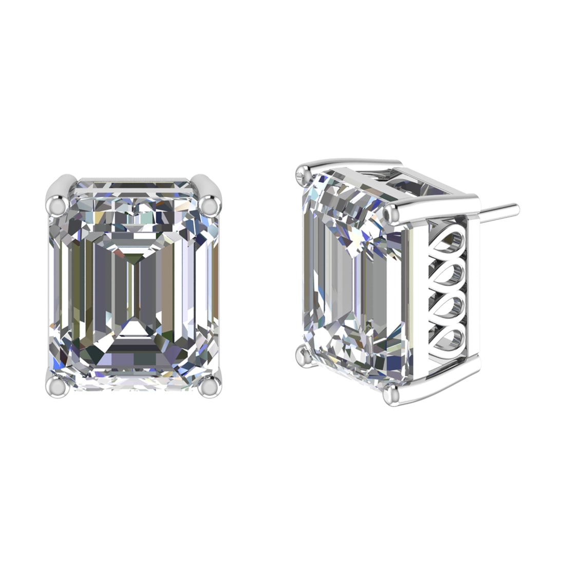 4.90 Ctw SI2/SI1 Diamond Prong Set 14k White Gold Stud Earrings (ALL DIAMON: Center Diamond Weight :-4.90 Ctw ( 2 Pec Emerald Cut ) Color :-G-H Clarity : SI2/SI1 Setting : Prong Metal Weight : Approx 3.50 Gram 14k White Gold Stud Earrings (ALL DIAMOND ARE LAB GROWN ) #3SS97807