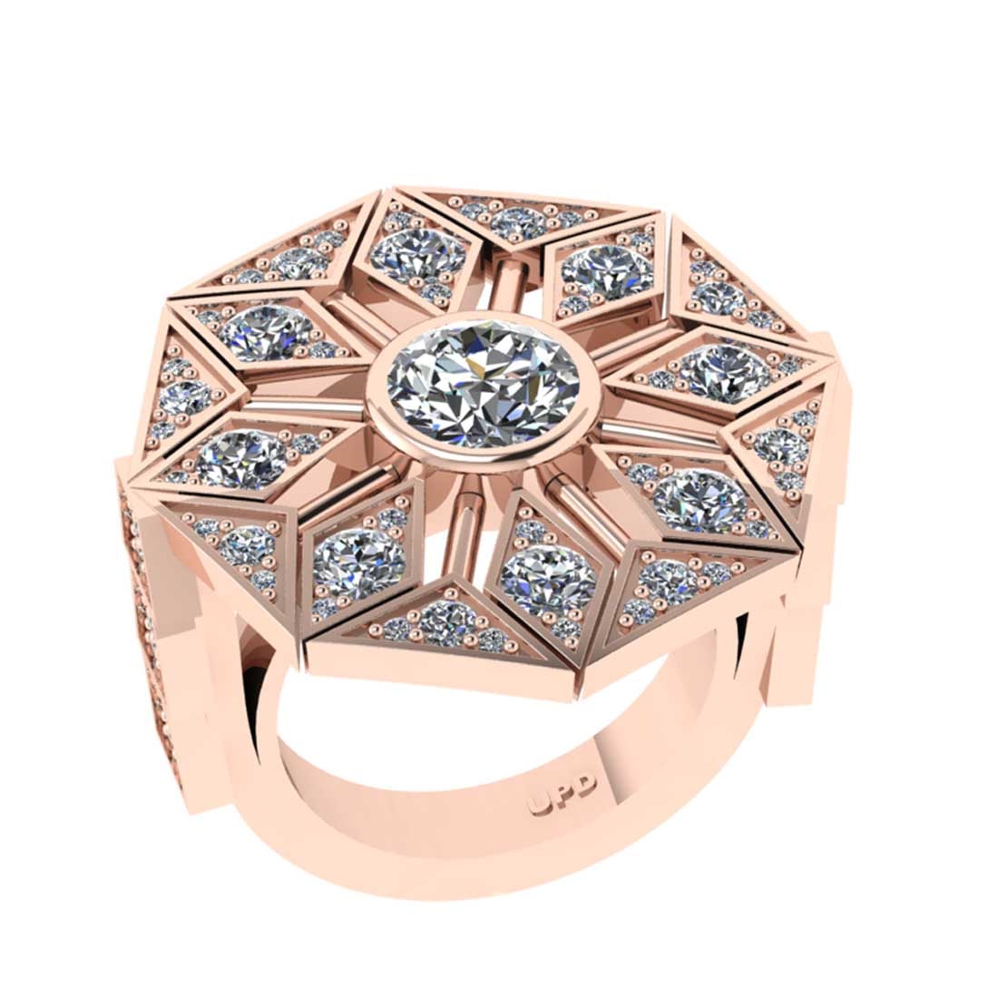 3.34 Ctw VS/SI1 Diamond 10K Rose Gold Engagement Halo Ring: Center Diamond Weight : 1.25 Ctw ( Round Cut) Center Diamond Color :-J-K Center Stone Setting : Prong Clarity : VS/SI1 Total Weight Of Ctw 2.09 Ctw Color : J-K Clarity : VS/SI1 Stone Setting : Prong M