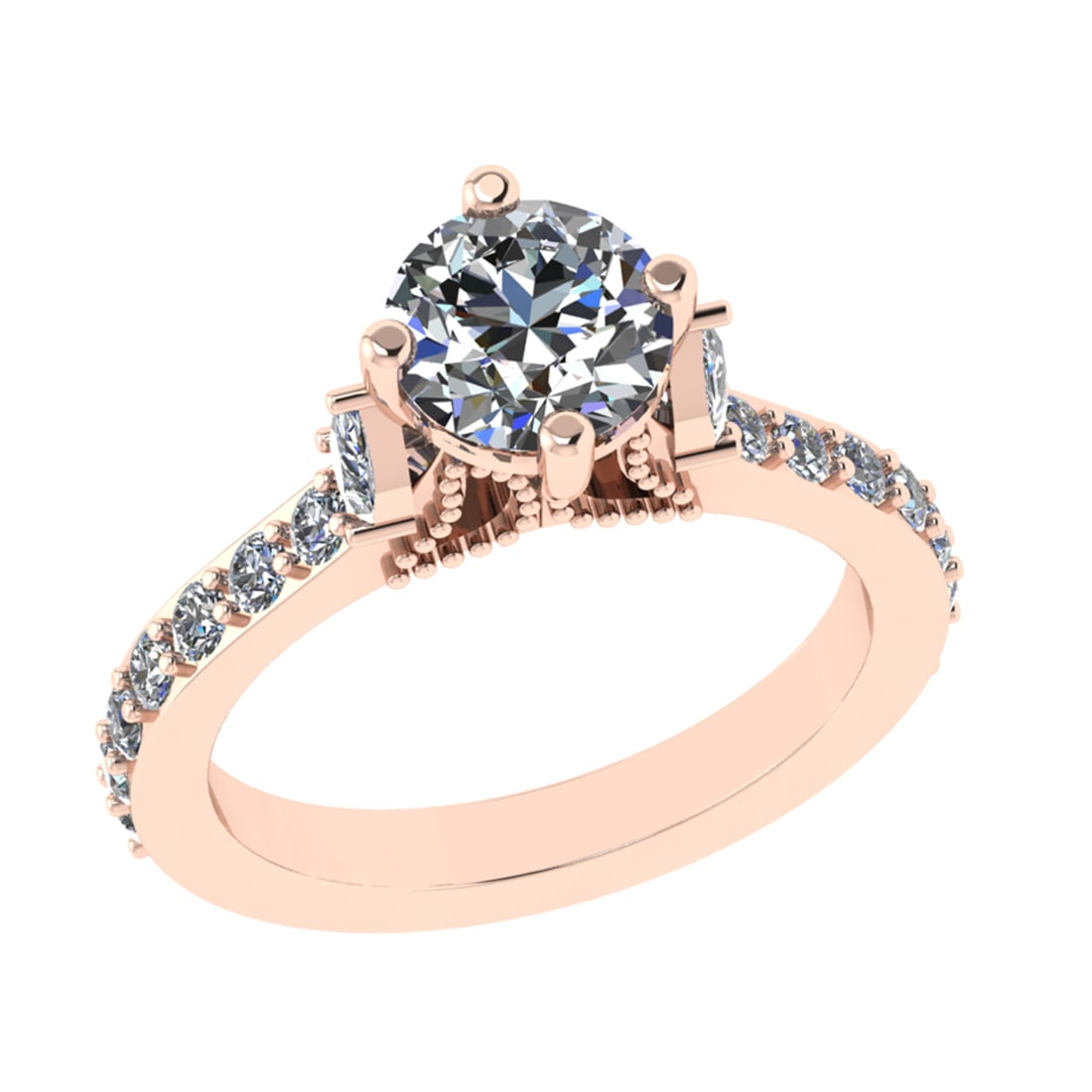 3.29 Ctw VS/SI1 Diamond 14k Rose Gold Engagement Ring (ALL DIAMOND ARE LAB: Center Daimond Weight :-2.80 Ctw ( Round ) Color : G-H Clarity : VS/SI1 Side Diamond Weight Of Ctw 0.49 Ctw Color : G-H Clarity : VS/SI1 Daimond Setting : Prong Metal Weight : Approx 4.45 gram 14k Ros