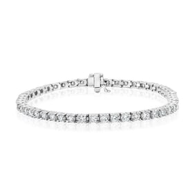 10.06 ctw 14K White Gold 7 inch Basket 4 Prong Tennis Bracelet 