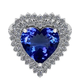 7.08 Ctw VS/SI1 Tanzanite And Diamond 18k White Gold Engagement Halo Ring